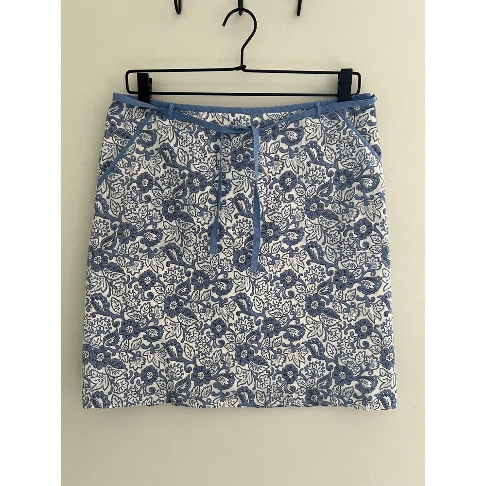 Vintage American Eagle Outfitters Mini Skirt 6 Blue Floral Pockets Boho Y2K